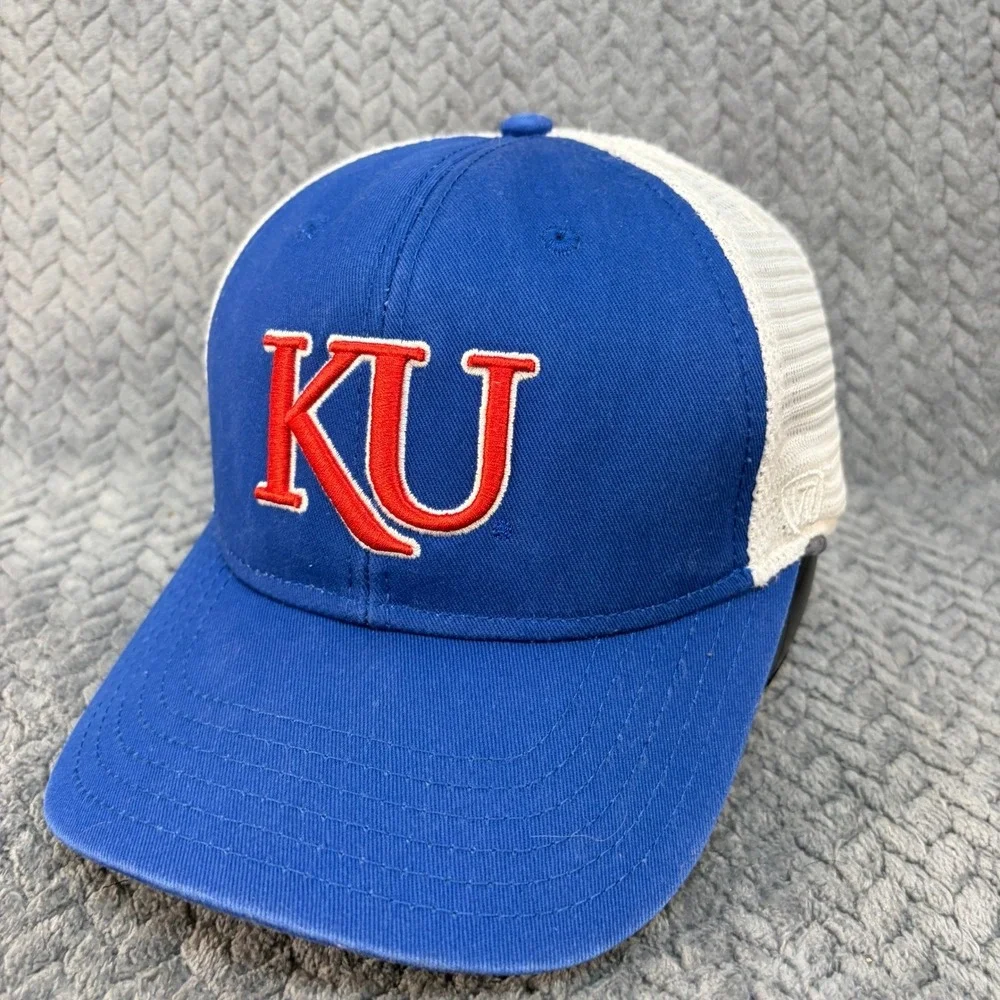 Top of the World Kansas Jayhawks KU Trucker Hat Blue White Snapback Cap 6016